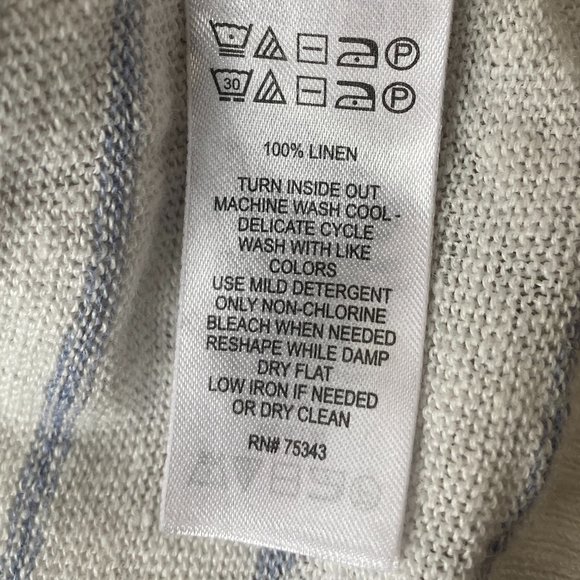 Cynthia Rowley Linen Cardigan Sz M Nautical Striped Coastal Grandma Hooded Beach - Picture 10 of 10